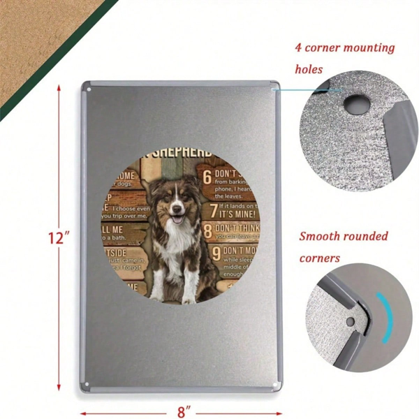 CIFbuy 1个澳大利亚牧羊犬金属铁皮招牌，乡村风格狗屋规则墙饰，趣味宠物指令装饰，8x12英寸无框幽默风趣（TikTok, temu 自提物流）-6