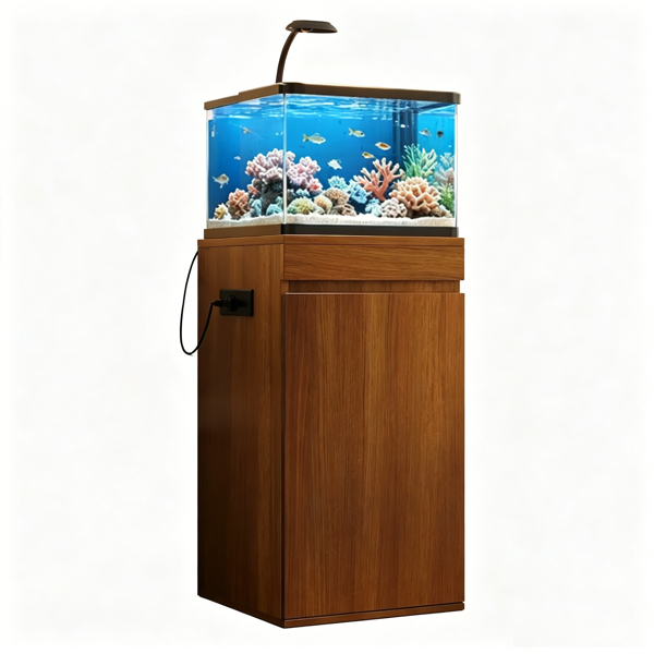 10-15加仑鱼缸架带储物柜，水族箱架带电源插座，承重330磅，小型陆生缸架柜带可调节层板，适用于16.9英寸长x 16.9英寸宽的立方体陆生缸（不带鱼缸）--不支持self-pick up且不支持指定仓库发货-11