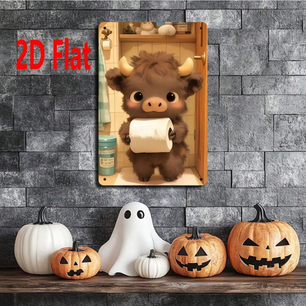 CIFbuy 有趣 | 圆形铁质金属标牌，当心狗狗！这只猫也挺可疑的 8X8英寸 2D 平面印刷装饰标牌 1个，防水（TikTok, temu 自提物流）-4