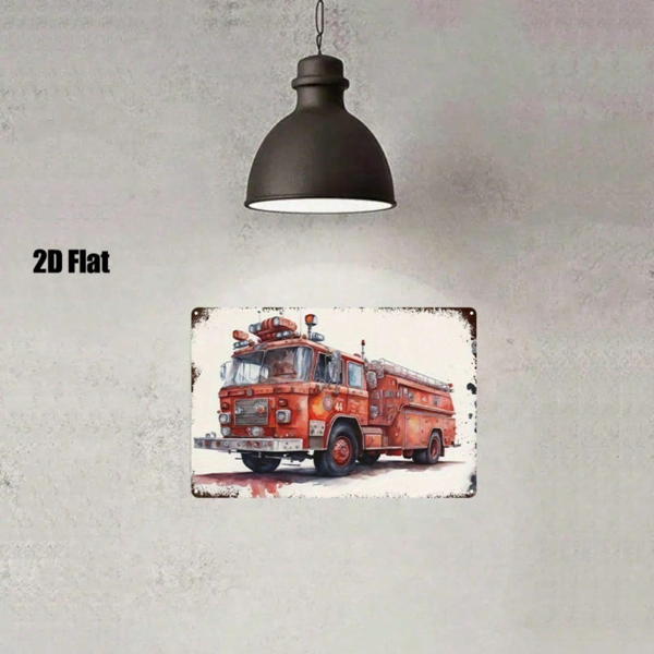 CIFbuy 复古红色消防车金属标牌 8x12 英寸，复古2D平面卡车墙面装饰，适合男士洞穴、车库、家庭和办公室，送给男士的独特礼物（TikTok, temu 自提物流）-3