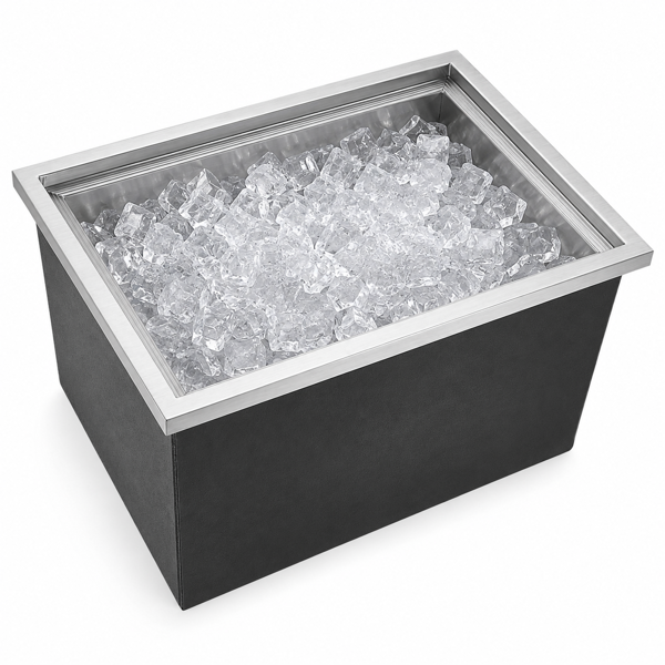 A1-不锈钢嵌入式冰柜 Drop-In Ice Chest, Stainless Steel Ice Storage Box with Lid and Drain Hose, Ice Bin for Chilled Wine, Beer, Beverage (20 x 14 x 12 Inches)-8