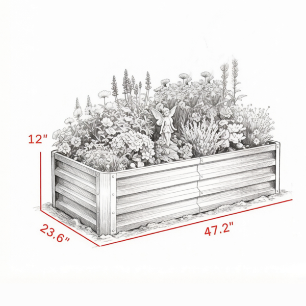 4'x 2'x 1'镀锌高架花园床-用于庭院草药园艺，坚固的金属花盆-3