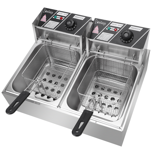 英规 IEF-82 220.00V 5000W 22.8QT/21.6L 电炸锅 银色 不锈钢 双缸-10