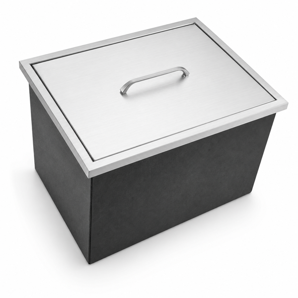 A1-不锈钢嵌入式冰柜 Drop-In Ice Chest, Stainless Steel Ice Storage Box with Lid and Drain Hose, Ice Bin for Chilled Wine, Beer, Beverage (21 x 17 x 18 Inches)-4