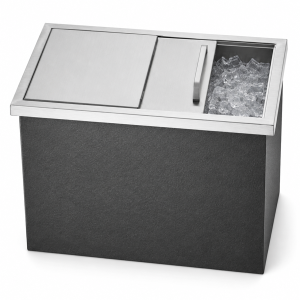 A1-不锈钢嵌入式冰柜 Drop-In Ice Chest, Stainless Steel Ice Storage Box with Sliding Lid and Drain Hose, Ice Bin for Chilled Wine, Beer, Beverage (18 x 12 x 14.5 Inches)-3