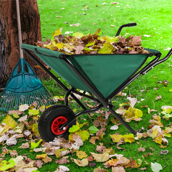 Folding Wheelbarrow with 80lb Capacity and Storage Pouches-6
