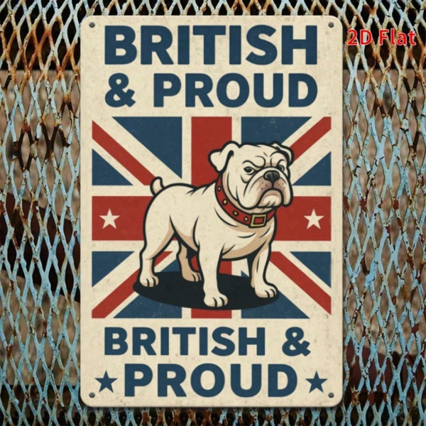 CIFbuy 英国骄傲犬金属墙饰，逼真英国品种犬艺术装饰，复古风格2D平面耐用金属牌匾，适用于家居（TikTok, temu 自提物流）-4