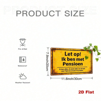 CIFbuy 复古荷兰退休金属标牌，趣味“我已退休”标语，做旧风格铁皮锡制装饰牌，7.87x11.81英寸，二维平面装饰 （TikTok, temu 自提物流）