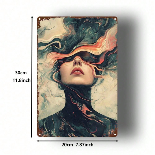 CIFbuy 抽象女性溺水金属标牌 8x12 英寸，农舍浴室墙面装饰，2D 平面房间点缀牌匾，家居花园墙饰（TikTok, temu 自提物流）-2