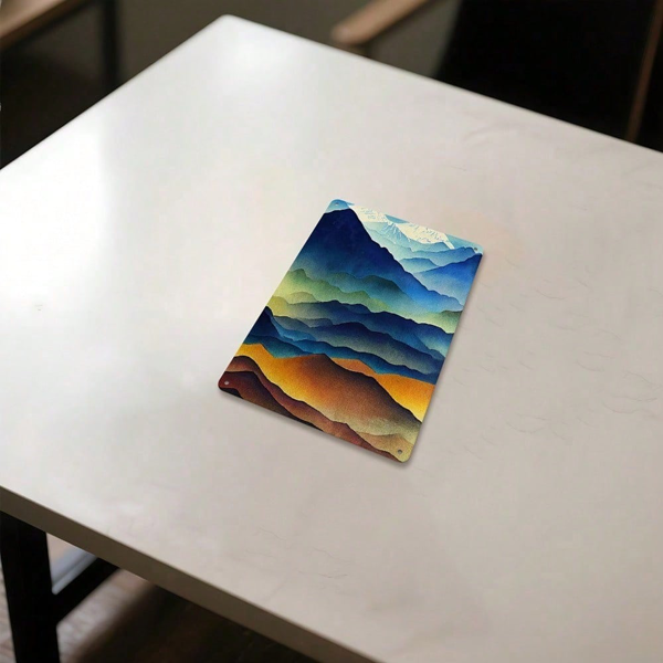 CIFbuy 1件 2D 平面金属墙饰 水彩山景 极简家居装饰 12x8英寸 卧室办公室悬挂牌（TikTok, temu 自提物流）-7