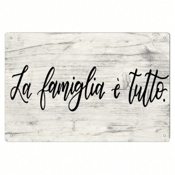 CIFbuy 1个“La Famiglia E Tutto Metal”锡制招牌，意大利谚语复古牌匾，现代质朴壁挂艺术装饰，复古家居邮票（TikTok, temu 自提物流）