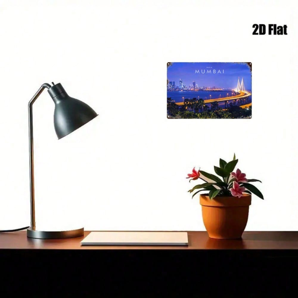 CIFbuy 1件 印度孟买金属标牌 8x12英寸铁质铭牌墙饰，2D平面温馨房间装饰，耐用室内墙面装饰，适用于家居（TikTok, temu 自提物流）-4