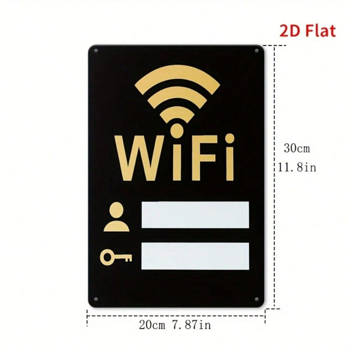 CIFbuy 复古WiFi 2D平面金属标牌 8x12英寸 复古铁质墙饰牌，带用户与钥匙图标，美学家居装饰（TikTok, temu 自提物流）