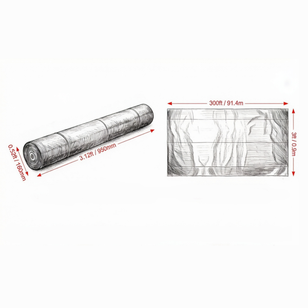 3'x 300'重型杂草屏障景观织物，编织PP土工布地面覆盖物，用于车道-2