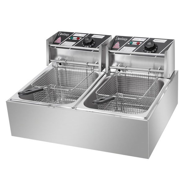 英规 IEF-82 220.00V 5000W 22.8QT/21.6L 电炸锅 银色 不锈钢 双缸-9