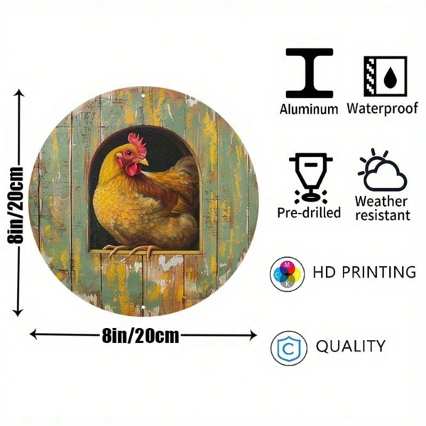 CIFbuy 锡金属墙饰 8x8 英寸 复古圆形花环标志，高清印刷 乡村农舍装饰壁挂艺术 适用于 （TikTok, temu 自提物流）-2