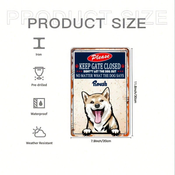 CIFbuy 1个柴犬金属标牌，复古做旧“请勿开门”趣味墙饰，8x12英寸无框农舍装饰（TikTok, temu 自提物流）-3