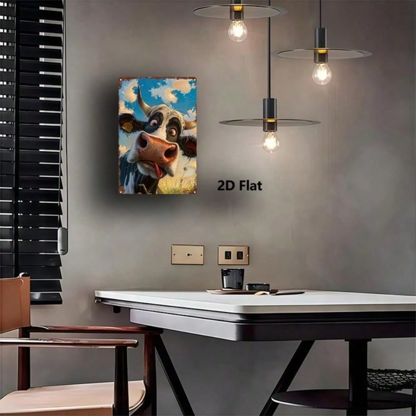 CIFbuy 1件金属公牛头墙饰，2D平面卡通动物标志装饰画，适用于客厅、男士洞穴、卧室、厨房等家居装饰D（TikTok, temu 自提物流）-4