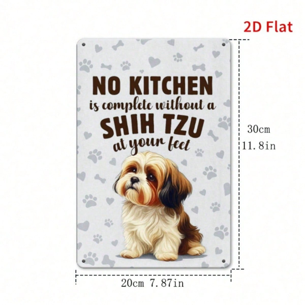 CIFbuy 西施犬复古金属牌匾标识，2D平面印刷趣味宠物墙饰，适用于家庭、卧室、办公室、咖啡馆、车库等室内装饰的锡制装饰牌（TikTok, temu 自提物流）-1