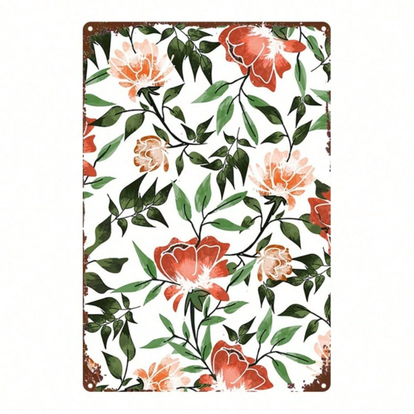 CIFbuy 开放式花卉 | 2D 平面金属标牌 8x12 英寸 乡村防水复古农舍墙饰，适用于室内室外家庭、花园、浴室 （TikTok, temu 自提物流）-1