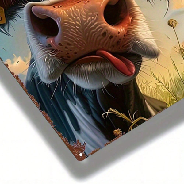CIFbuy 1件金属公牛头墙饰，2D平面卡通动物标志装饰画，适用于客厅、男士洞穴、卧室、厨房等家居装饰D（TikTok, temu 自提物流）-5