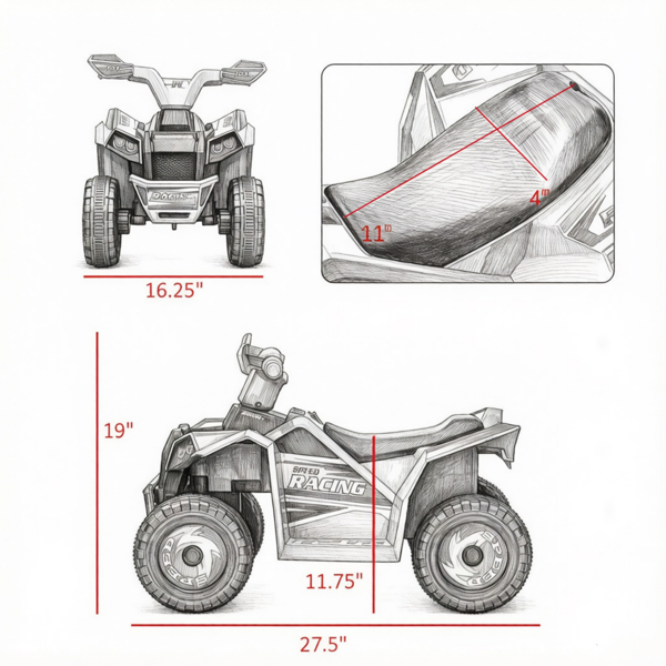 红色6V电动玩具车——前后两用，带耐磨车轮，适合18-36个月大的宝宝-3