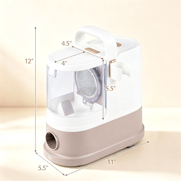 9合1宠物护理吸尘器套装带吹风机，600W 17kPa吸力，3档可调吸力模式，40-65°C温控，低噪音，狗猫毛发修剪器除毛刷配1.3L可洗HEPA集尘盒 白色-2