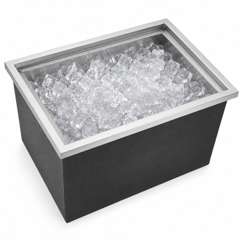 A1-不锈钢嵌入式冰柜 Drop-In Ice Chest, Stainless Steel Ice Storage Box with Lid and Drain Hose, Ice Bin for Chilled Wine, Beer, Beverage (20 x 14 x 12 Inches)