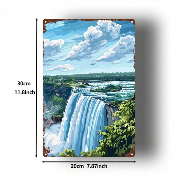 CIFbuy 1个尼亚加拉瀑布金属标牌 8x12英寸，质朴2D平铁壁饰，配以鲜艳的瀑布与绿植，复古风格，适用于室内室外 H（TikTok, temu 自提物流）-2