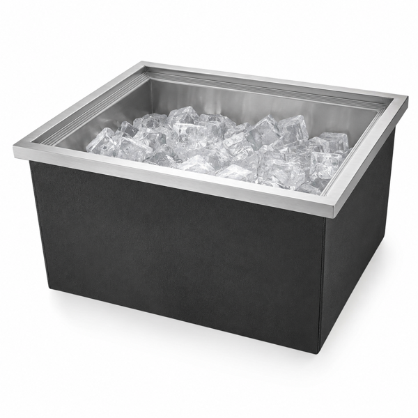 A1-不锈钢嵌入式冰柜 Drop-In Ice Chest, Stainless Steel Ice Storage Box with Lid and Drain Hose, Ice Bin for Chilled Wine, Beer, Beverage (20 x 14 x 12 Inches)-6