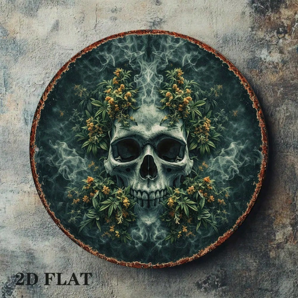 CIFbuy 1 个 8×8 英寸复古哥特风骷髅花卉标牌，“个” 平面圆形挂牌（TikTok, temu 自提物流）-6