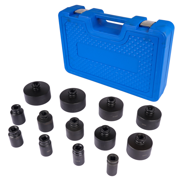 螺母套筒套件 13 Sizes of 4-slot Spindle Nut Sockets 1/2” Drive KM Groove Locknut Hub Removal-1