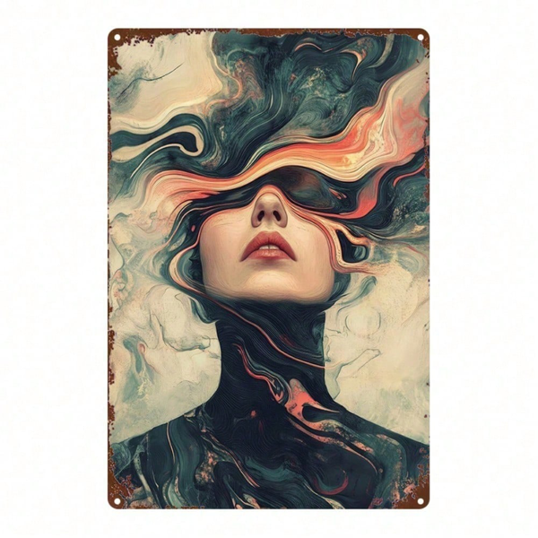 CIFbuy 抽象女性溺水金属标牌 8x12 英寸，农舍浴室墙面装饰，2D 平面房间点缀牌匾，家居花园墙饰（TikTok, temu 自提物流）-1