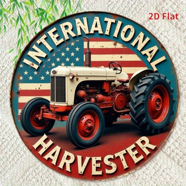 CIFbuy 复古国际收割机拖拉机锡制金属标牌 8x8 英寸，复古质朴农舍墙饰装饰，适用于酒吧、车库、酒馆、家居等场所 （TikTok, temu 自提物流）-5