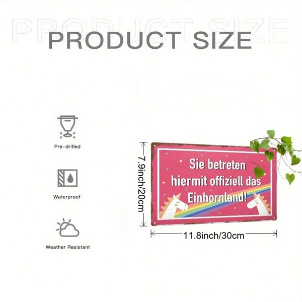 CIFbuy 独角兽欢迎2D平面金属标牌，8x12英寸粉色彩虹星墙饰，防水防锈卧室家居装饰（TikTok, temu 自提物流）-3
