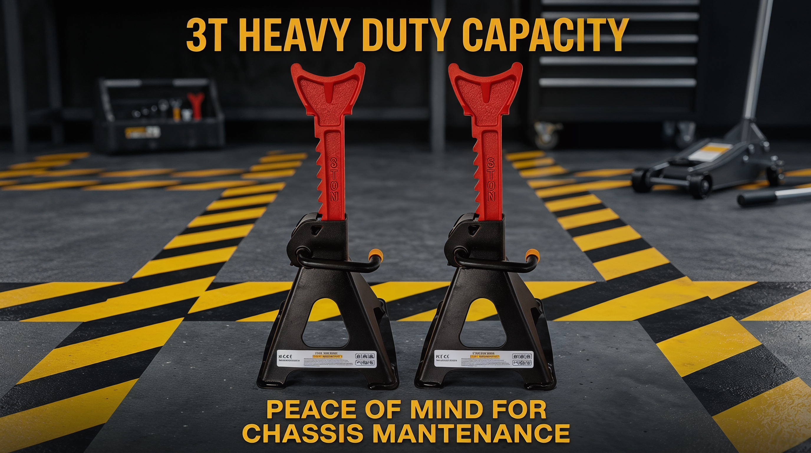 3 Ton Jack Stands Pair, Heavy‑Duty Adjustable Steel Car Jack Stands with Locking Pin view 5