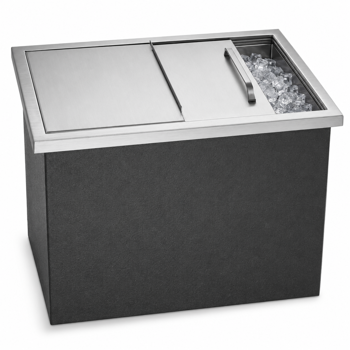 A1-不锈钢嵌入式冰柜 Drop-In Ice Chest, Stainless Steel Ice Storage Box with Sliding Lid and Drain Hose, Ice Bin for Chilled Wine, Beer, Beverage (22 x 17 x 12 Inches)