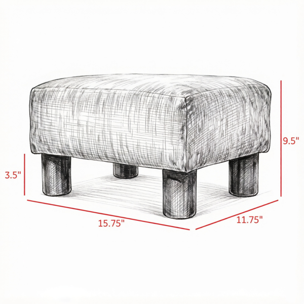 Small Charcoal Gray Linen Foot Stool – Cube Ottoman Foot Rest with Sturdy Plastic Legs for Cozy Seating-3