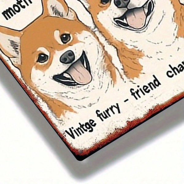 CIFbuy 复古柴犬金属墙饰欢迎牌，8x12英寸可爱狗狗欢迎光临家居装饰，2D平面萌宠图案适用于弗（TikTok, temu 自提物流）-5