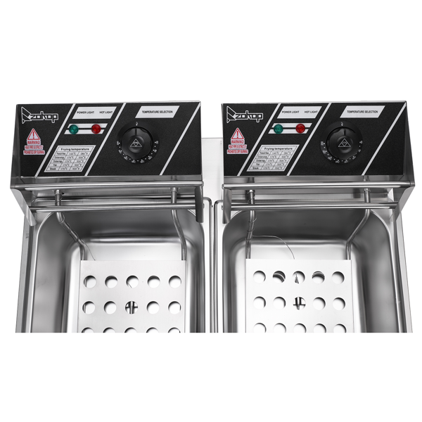 英规 IEF-82 220.00V 5000W 22.8QT/21.6L 电炸锅 银色 不锈钢 双缸-7