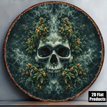 CIFbuy 1 个 8×8 英寸复古哥特风骷髅花卉标牌，“个” 平面圆形挂牌（TikTok, temu 自提物流）