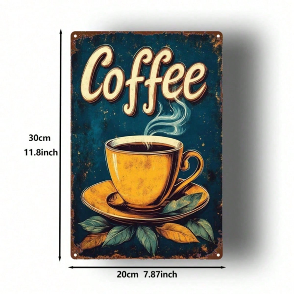 CIFbuy 复古 | 复古杯形金属标牌 1个 2D 平面锡艺海报 8x12英寸 复古防水防锈悬挂式装饰牌，适用于浴室 （TikTok, temu 自提物流）-2