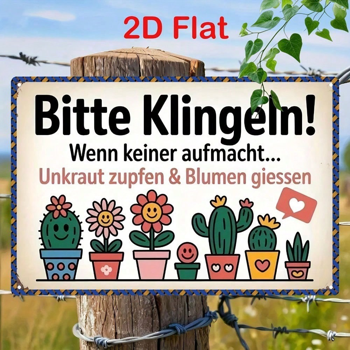 CIFbuy 1件 复古金属标牌 8x12英寸，质朴仙人掌花卉墙饰，附“请敲门”字样，适用于家居、花园、酒吧等的2D平面铁艺装饰（TikTok, temu 自提物流）