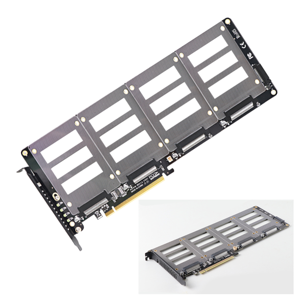 全新 U.2 SSD 转 X16 适配器 4.0 转 4 盘位 U.2 SFF-8639 SSD 延长卡-6