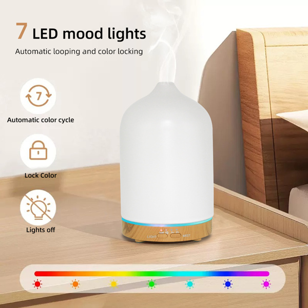 200ml Essential Oil Diffuser 7 Colors, Ultrasonic Quiet, Timer & Humidifier for Home-6
