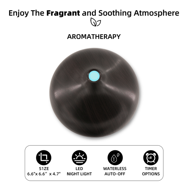 18.6oz Aromatherapy Essential Oil Diffuser Wood Grain Remote Control Ultrasonic Air Humidifier Cool 7 Color LED Light With 6 Oils-6