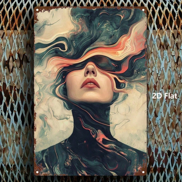 CIFbuy 抽象女性溺水金属标牌 8x12 英寸，农舍浴室墙面装饰，2D 平面房间点缀牌匾，家居花园墙饰（TikTok, temu 自提物流）-3