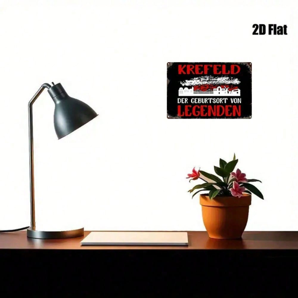 CIFbuy 1件 德国克雷费尔德金属墙饰 8x12英寸，复古红白双色2D平面熨斗装饰牌匾 标志 适用于浴室 卧室 家居（TikTok, temu 自提物流）-4