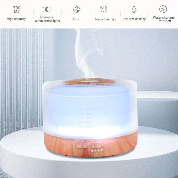 500 毫升香薰精油扩散器套装（内含 6 瓶理疗精油），7 色渐变 LED 氛围灯，超声波冷雾雾化，自动断电停机，低噪静音运行；适用于居家、卧室、瑜伽场景-12