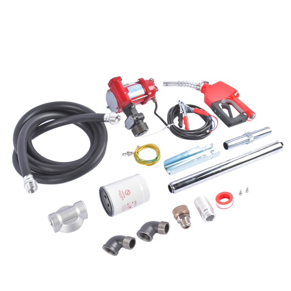 抽油泵 15GPM High Flow 12V Red Fuel Transfer Pump w/ Filters ＆ Hose Fit for Gasoline Diesel-6